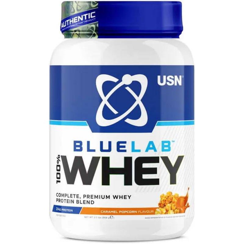 Сироватковий протеїн, Blue Lab 100% Whey Premium Protein 908 g, Попкорн-карамель