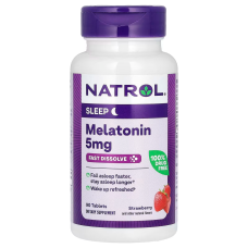 Мелатонін швидкорозчинний, Natrol Melatonin 5 mg Fast Dissolve 5 мг, 90 таблеток, з полуничним смаком