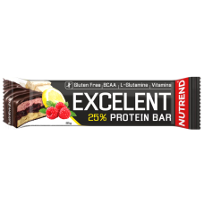 Протеїновий батончик, Nutrend Excelent Protein Bar, 85г, Лимон-сир-малина з ягодами в молочному шоколаді