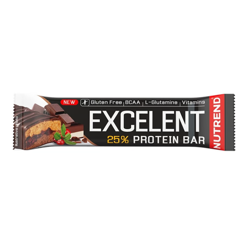 Протеїновий батончик, Nutrend Excelent Protein Bar, 85г, Шоколад-нуга-журавлина в молочному шоколаді