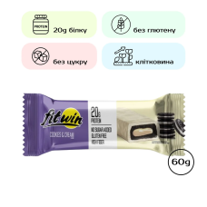 Протеїновий батончик, FitWin - 60g Cookies Cream