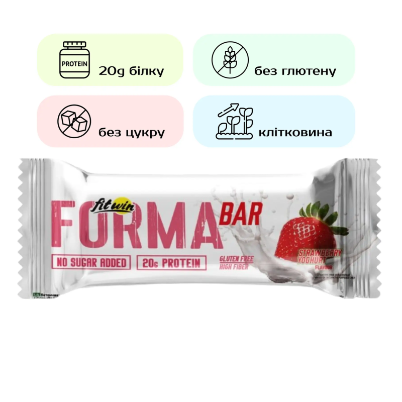 Протеїновий батончик, Forma Bar - 60g Strawberry yogurt