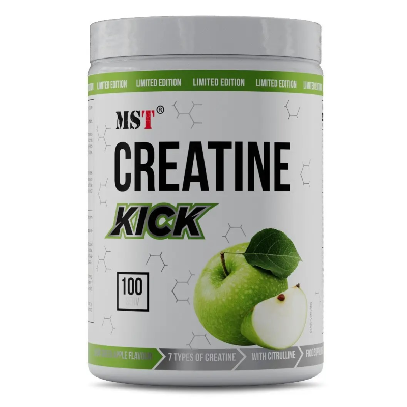 Комплексний креатин, MST Creatine Kick 7in1, Креатин кік 1кг. (100 порцій) Зелене яблуко